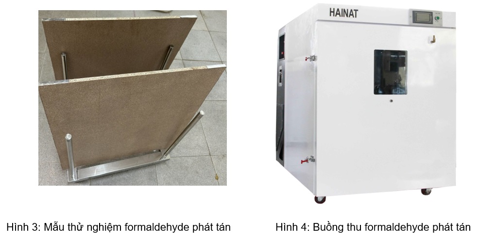 vibm-Hinh3va4 VIBM: Xác định hàm lượng formaldehyde phát thải bằng phương pháp buồng thử 1 m³